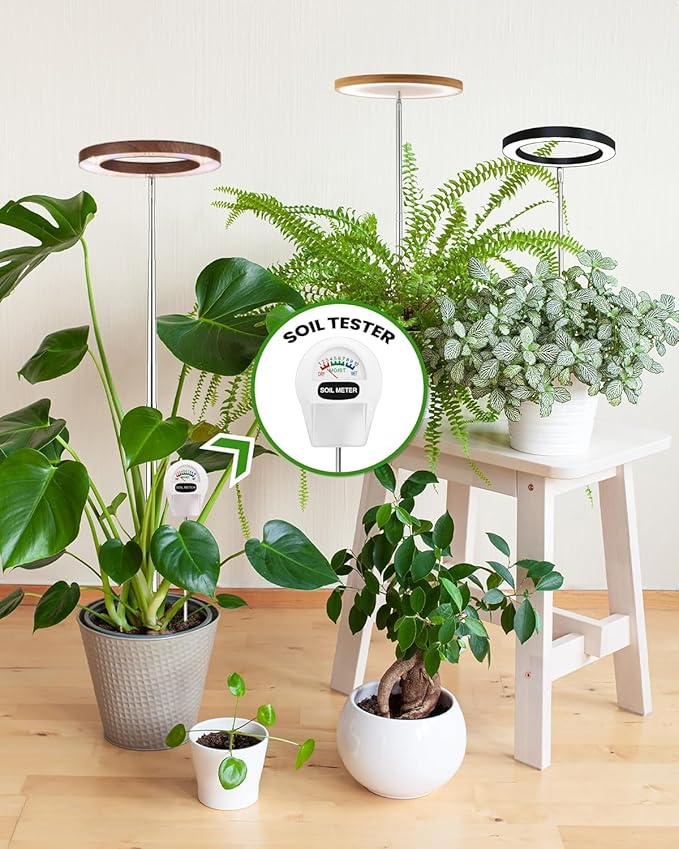 Plant Grow Light,yadoker LED Growing Light Full Spectrum for Indoor Plants, Paired with a Soil Tester,Height Adjustable, Automatic Timer, 5V Low Safe Voltage,Idea for Large Plant Light