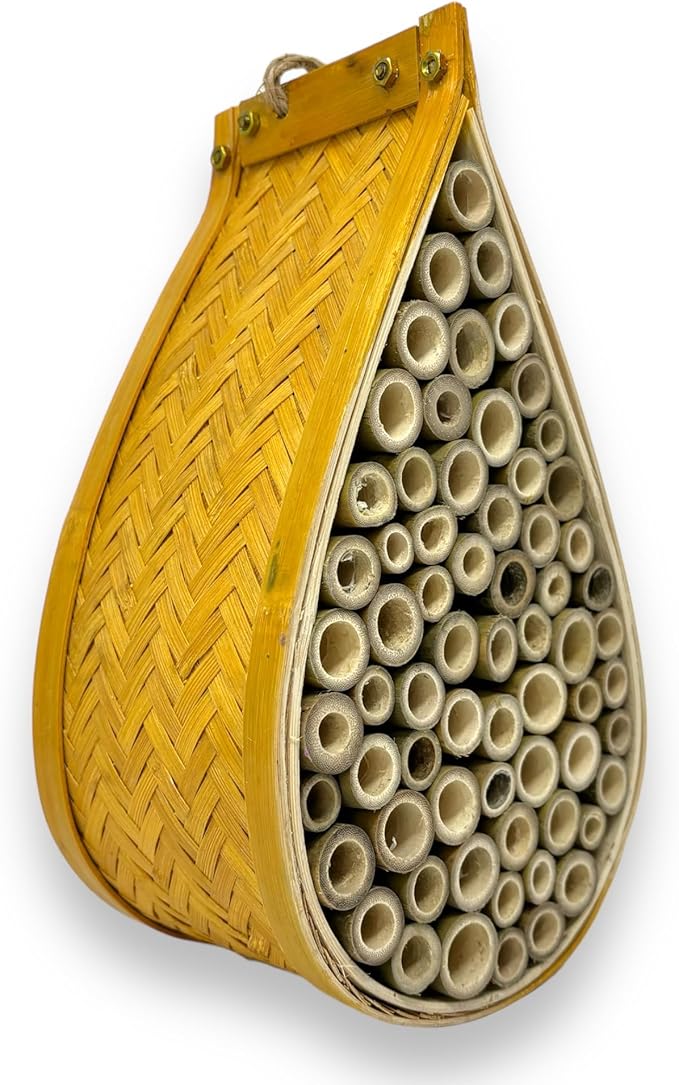 SunVara Mason Bee House for Pollinator Bees Gardering Gifts Bee Hotel