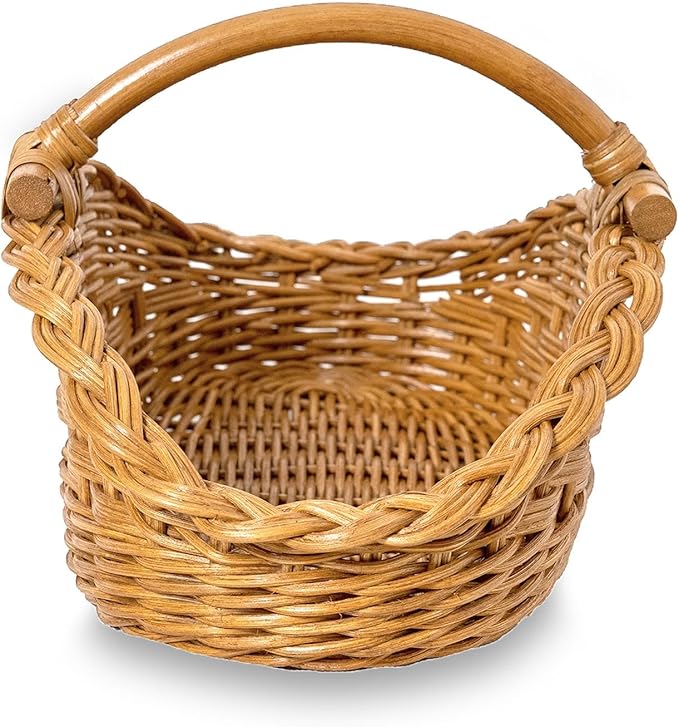 The Basket Lady Wicker Gathering Basket, Small, 18.5 in L x 10 in W x 9 in H, Sandstone (Sold Individually)