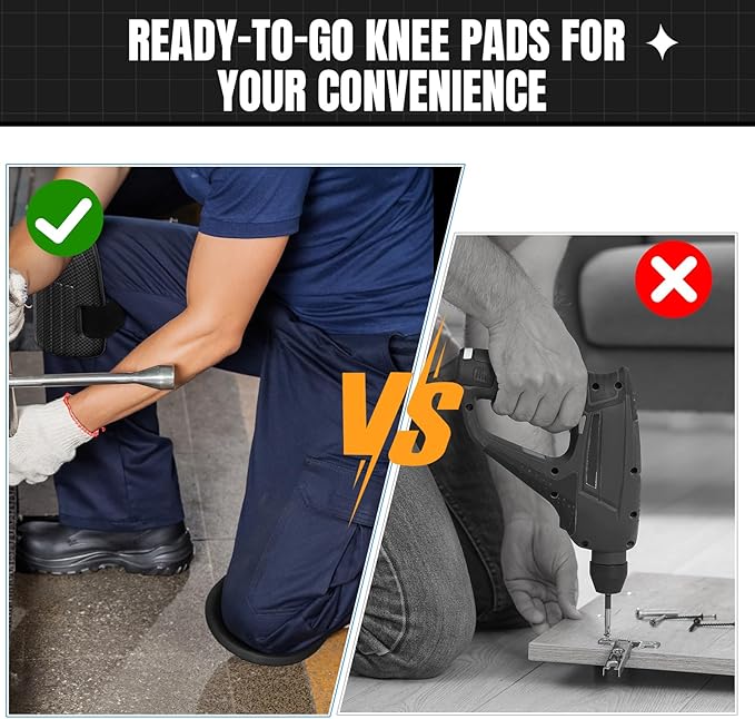 Gardening Knee Pads for Women and Men Lightweight Waterproof Foam Knee Pads for Gardening and Housework with Adjustable Hook'n'Loop Straps(Black)