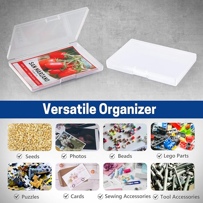 28 Slots Seed Storage Organizer Box with Clear Zipper Bag, Garden Seed Containers for Flower Vegetable Plants, Photo & Card Storage Case