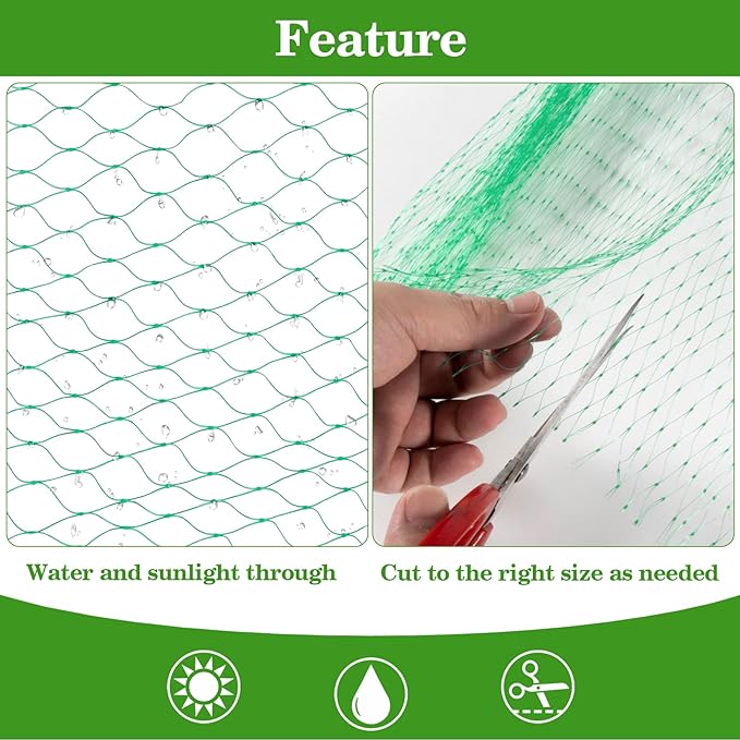 Bird Netting for Garden 13x33ft - Sukh Garden Netting Mesh for Garden Protection Bird Fence Plant Netting Chicken Coop Deer Squirrels Poultry Protect Fruit Trees Vegetable