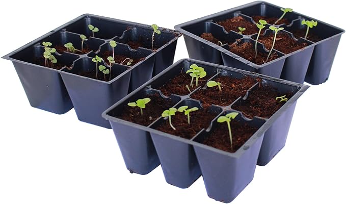 Handy Pantry Black Plastic Garden Tray Inserts - 20 Sheet of 48 Planting Pot Cells Each - 2x3 Nested x8 Configuration - Perforated - Nursery, Greenhouse, Gardening