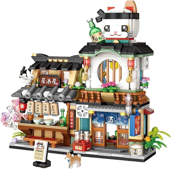 Japanese City Street View Izakaya Shop, MOC Creative Mini Building Blocks House Set 789 pcs, Simulation Architecture Construction Toy, Gifts Idea for Kids Adults (1232)