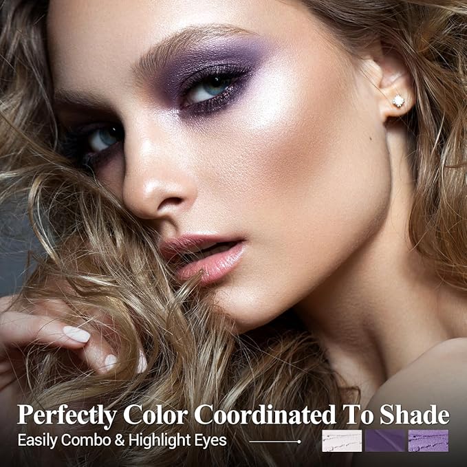 Neutral Eyeshadow Stick Makeup 6PCS Set, Pink and Purple Metallic Shimmer Matte Cream Eye Shadow Eyeliner Brightener Pencil Crayon - PURPLE MARTINI