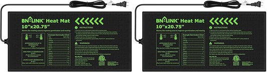 BN-LINK Seedling Heat Mat 10" x 20.75" Warm Hydroponic Heating Pad Waterproof for Seed Starting Greenhouse and Germination (Pack of 2)