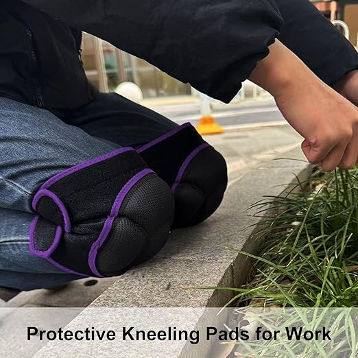 Women Knee Pads for Flooring Work, Garden Knee Pads for Mechanics Men, Adjustable Lightweight Cleaning Knee Pad with Straps for Caving Crawling Kneeling Painting for Adult Workers, Purple Plus Size (1 Pair)