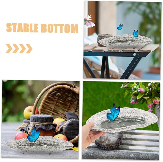 Mipcase Outdoor Butterfly Feeder Ceramic Plate Water Dish Bee Feeders for Outside Bee Decor