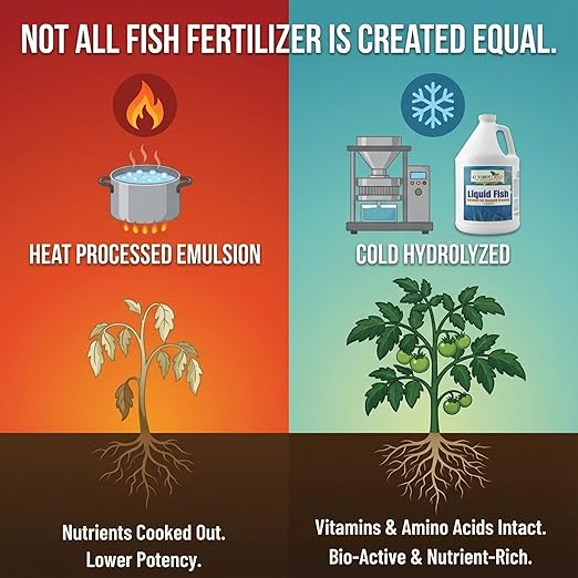 GS Plant Foods Liquid Fish Fertilizer - Organic Material Review Institute Listed (1 Quart) – Natural Hydrolyzed Fish Fertilizer for Gardens, Lawns & Container Growing