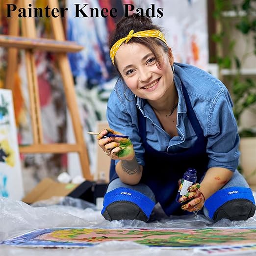 Gardening Knee Pads for Women & Men with Adjustable Non-Slip Straps — Perfect Foam Knee Pads for Work, Garden, Yard, Soft Womens Kneepads for Cleaning Floors, Flooring Installation, DIY, Blue S (1 Pair)