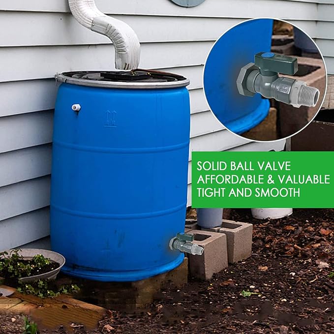 Rain Barrel Spigot Kit with 3 Pack Garden Hose Male Threaded Adapter (3/4" Male), 3/4 Inch Water Barrel PVC Garden Diverter Kit with Hole Saw for Water Tanks, Aquariums, Tubs, Pool, Garden Barrel