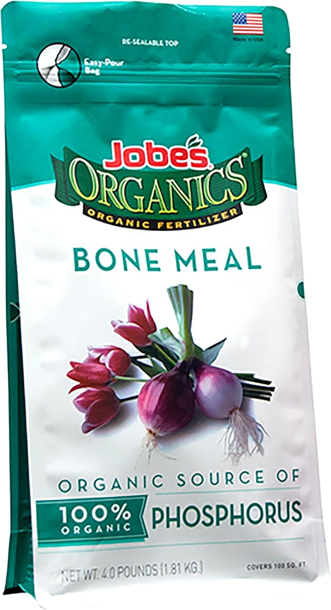 Jobe's Organics Granular Bone Meal Fertilizer, Strong Root Development for Bulbs, Tomatoes, Roses, and Other Flowering Plants, 4 lbs Bag (Pack of 6)