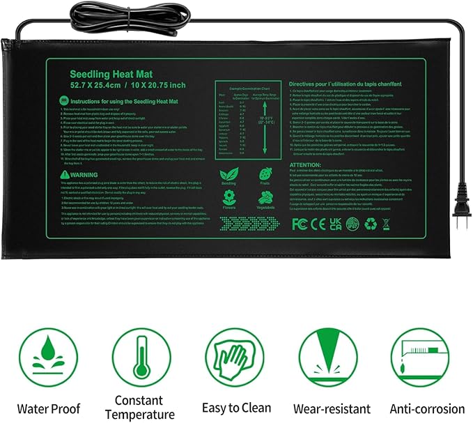 Seedling Heat mat | 4 Pack | Durable Waterproof | Heat Mats for Seed Starting,Seed Germination Heating Mat 10 x 20.75 Inch