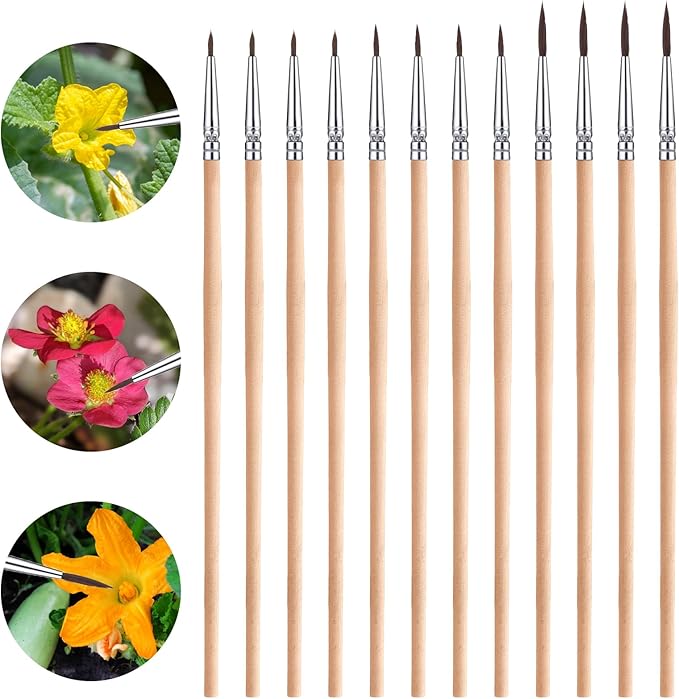 12 Pcs Pollination Brush for Indoor Hydroponic Gardens, Flower Pollination Brushes, Pollinator Brush Tool for Tomatoes, Peppers and Other Greenhouse Gardens