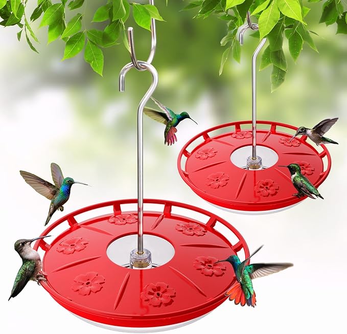 Kingsyard 2 Pack 16 OZ Hummingbird Feeders for Outdoors Hanging, 6 Bee Proof Feeding Ports Humming Nectar Bird Feeder, Ant Moat Easy to Refill & Clean Leak-Proof, Garden Décor Gifts for Women Mom