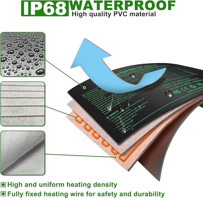 Bestio10"x 20.75" Seedling Heat Mat and Digital Thermostat Combo Set,MET & UL Certified Plant Heat Mat Heat mat for Plants for Germination,Suitable for Indoor Gardening,Greenhouse, Plants Germination