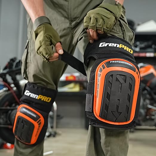Professional Knee Pads for Work,Heavy Duty Thick Foam Knee Pads Tools,Knee Pad with Soft Gel Cushion for Construction,Work,Flooring,Gardening,Cleaning,Tiling,Orange