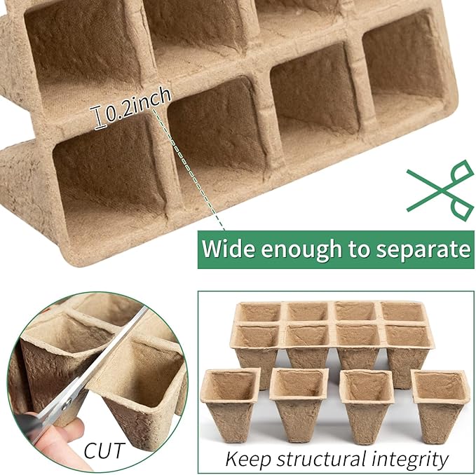 SYITCUN 240 Cells Seed Starter Tray, 20 Pack Seed Starter Kit for Planting Seeds, Biodegradable Peat Pots, Value Germination Kit with 200 Plant Labels, 2 Transplanting Tools, 1 Spray Bottle