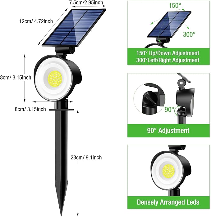 nipify 4 Pack Solar Lights Outdoor Waterproof, 53 LED Solar Spot Lights with 3 Modes Landscape Spotlights for Outside Garden Yard Trees