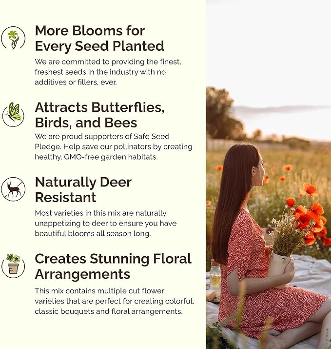 Eden Brothers Pacific Northwest Wildflower Mixed Seeds for Planting, 1 lb, 480,000+ Seeds with Cornflower, CA Bluebell | Attracts Pollinators, Plant in Spring or Fall, Zones 3, 4, 5, 6, 7, 8, 9, 10