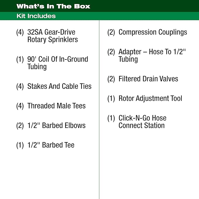 Rain Bird 32HE In-Ground Pro Rotor Pop-up Sprinkler System Kit with Click-N-Go Garden Hose Connection