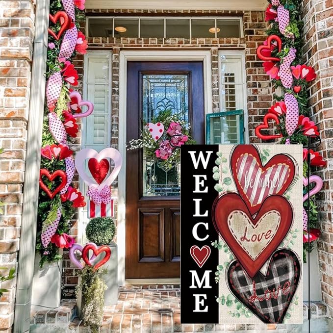 3 Pack Happy Valentines Day Garden Flag St Patricks Day Garden Flag Easter Garden Flags 12 x 18 inch Double Sided Outside decorations,Holiday Small Garden Flags For Outdoor Yard Lawn