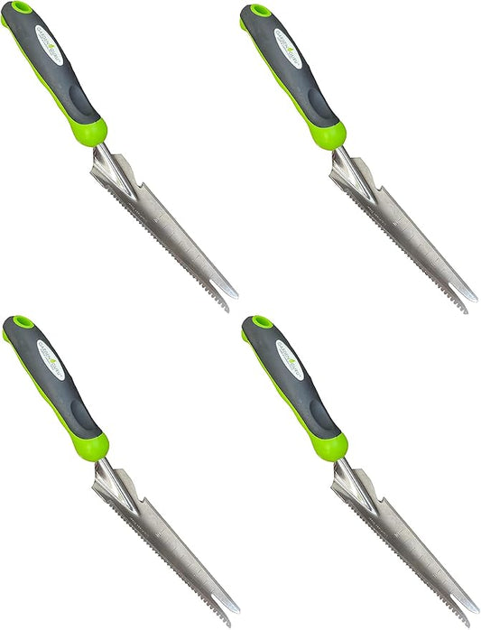 Garden Guru Hand Weeder Trowel with Ergonomic Handle – Stainless Steel Weeding & Digging Knife – Rust Resistant - Perfect for Weeding, Transplanting, Digging, Pruning, Cutting (4 Pack)