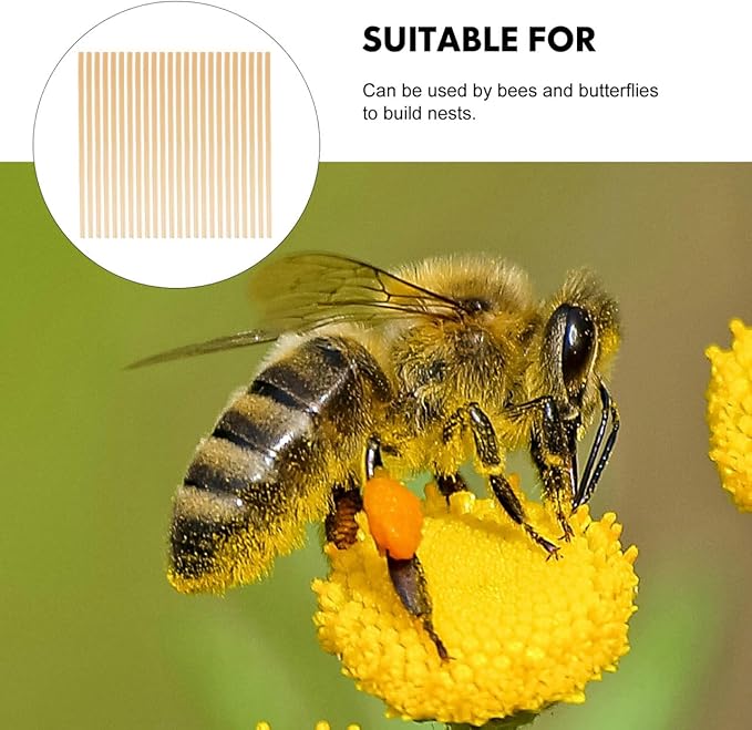 VANZACK 400 Pcs Natural Wheat Straw Bee Nesting Tubes for Mason Bees - Lightweight Refillable Bee Tubes for Garden Pollination and Habitat Support