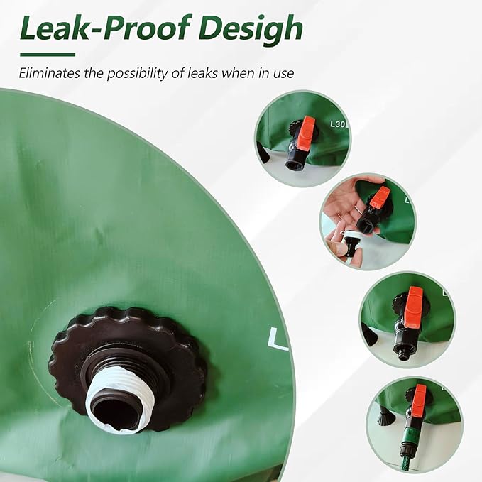 53Gallon/200L Rain Water Collection Barrel, Portable PVC Rain Barrels to Collect Rainwater from Gutter, Large Capacity Rainwater Collection System with Water Level for Garden Water Catcher, Green