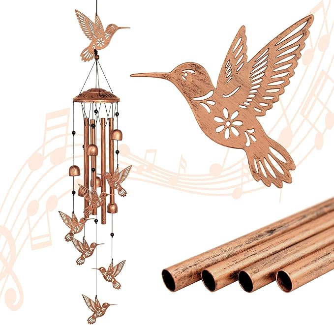 Hummingbird Wind Chimes for Outside,Metal Windchimes,Hummingbird Gifts for Women/Men,Wind Chime Garden Decor Outdoor,Memorial/Housewarming/Birthday/Festival Gifts,Front Yard Decor