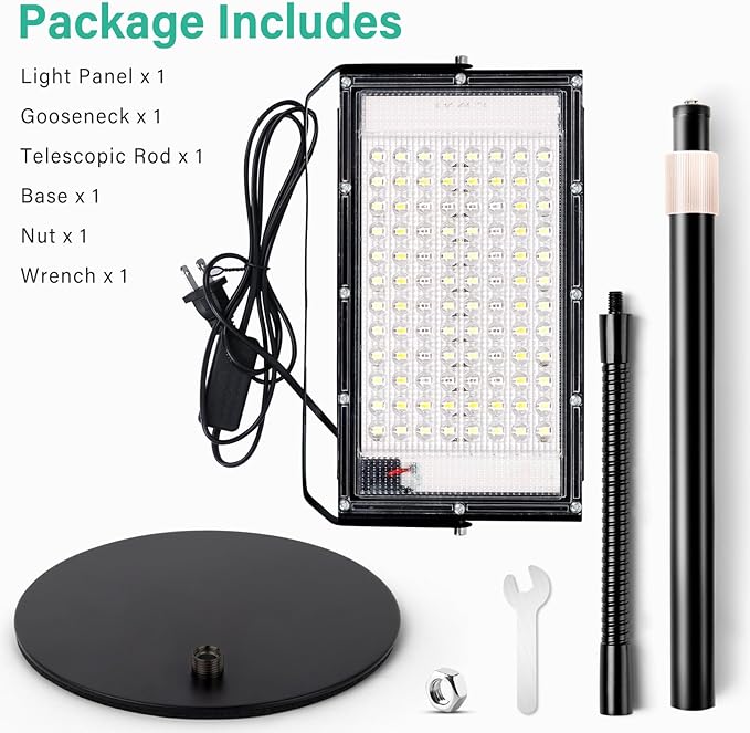 LBW Grow Light for Indoor Plants,96 LED Full Spectrum Plant Light for Indoor Plants, Large Desk Grow Lamp with On/Off Switch, Height Adjustable, Flexible Gooseneck, Ideal for Indoor Grow
