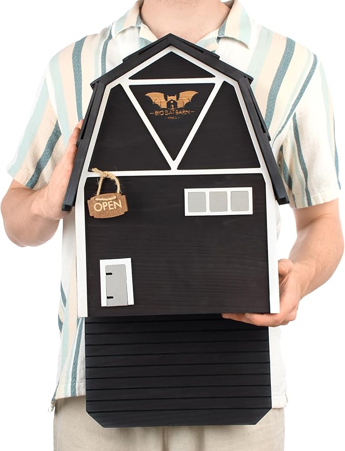 WildYard Big Bat Barn - 3-Chamber, Large Bat House - Black, Up to 150 - Ventilated Design for Year-Round Roosting - Textured Landing Pad for Effortless Entry - Preassembled Wall-Mount for Quick Setup
