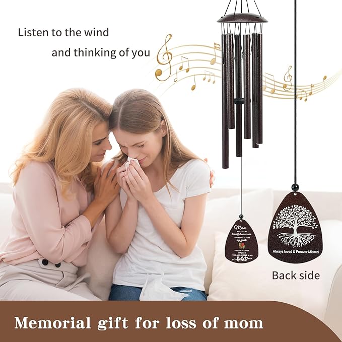 Cardinal Memorial Wind Chimes for Loss of Mother，32" Large Sympathy Windchimes for Outside Deep Tone，Best Bereavement Remembrance Memory Funeral Gifts for Loss of Loved One