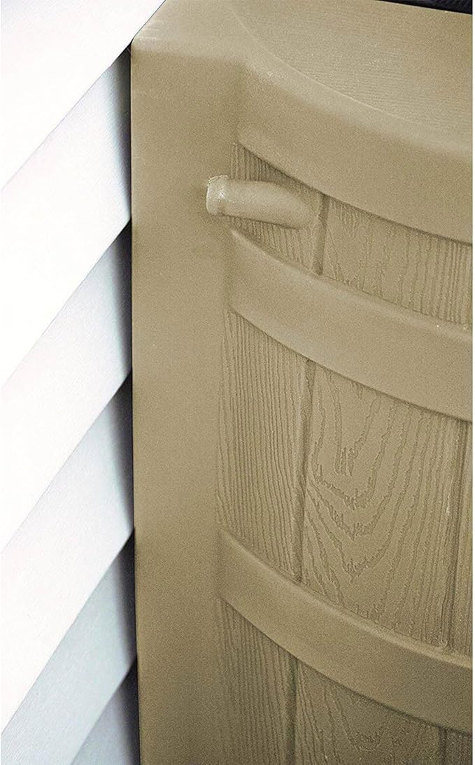 Good Ideas Rain Wizard 50 Gallon Plastic Outdoor Home Rain Barrel Water Storage Collector with Brass Spigot and Flat Back Design, Khaki (3 Pack)