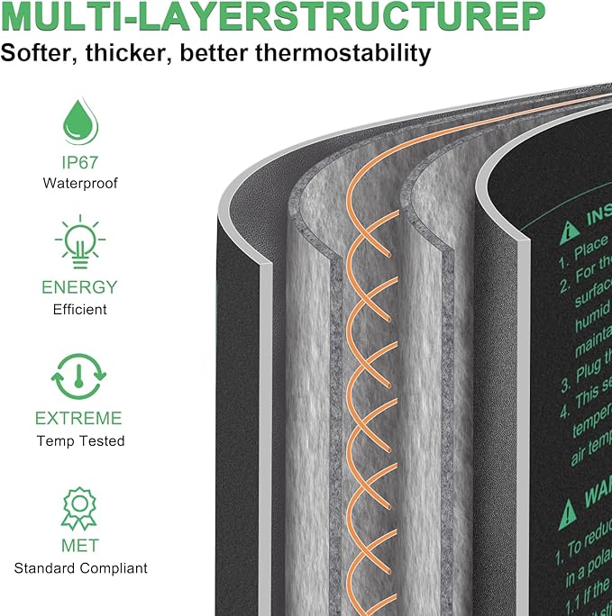 Durable Seedling Heat Mat 10x20.75 inches 4 Pack, Upgraded MET Certified Heat Mat for Plants Seed Germination,Hydroponic, Waterproof Greenhouse Heater, Seed Starter