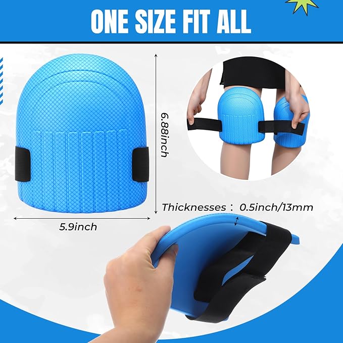 Gardening Knee Pads for Women and Men Lightweight Waterproof Foam Knee Pads for Gardening and Housework with Adjustable Hook'n'Loop Straps(Blue)