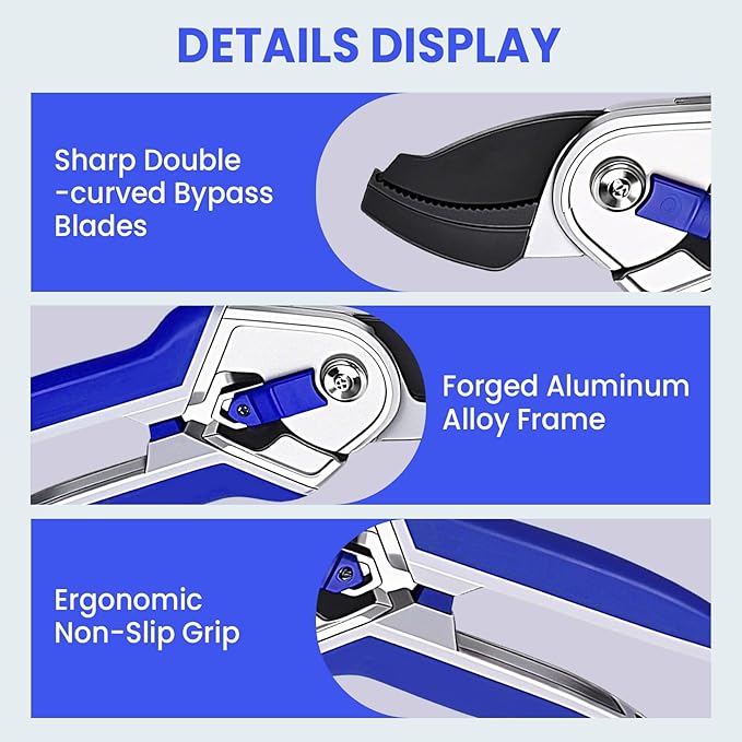 Garvee Professional Pruning Shears & Garden Shears Set | Stainless Steel Blades with Ergonomic Comfort Grip | Essential Gardening Tools for Women & Plant Care Enthusiasts