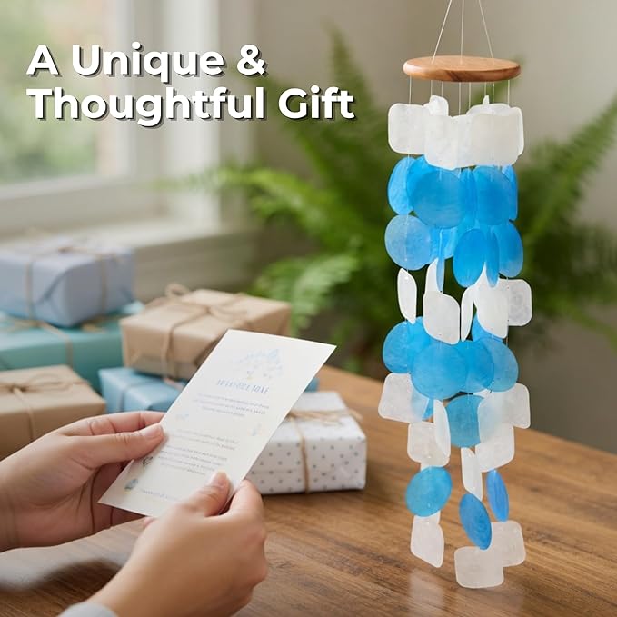 Solange & Frances Wind Chimes for Outside, Gifts for Mom, Birthday Gifts for Women, Sea Glass Windchimes, Sympathy Gift, Outdoor Decor Gift Ideas for Women