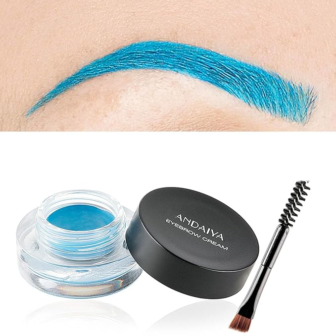 MAEPEOR 12 Colors Eyebrow Pomade Full-pigmented Long Lasting Waterproof Eyebrow Cream Gel Filling & Shaping Tinted Eyebrows Enhancers with Brush for Daily or Cosplay (11 Sky Blue)
