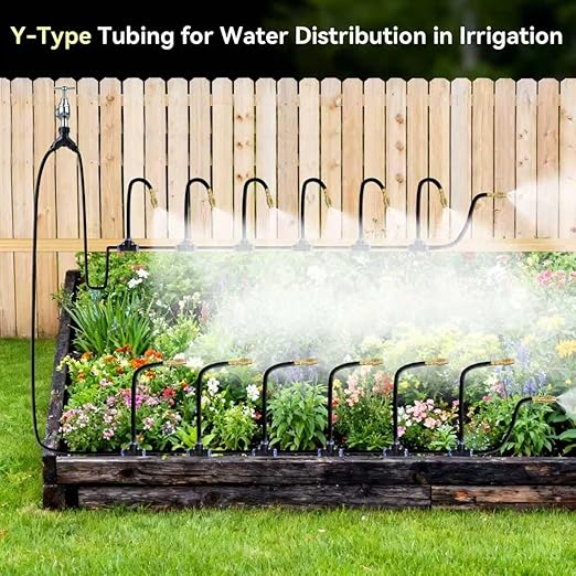 100FT Drip Irrigation System Kit for Garden with 17pcs Copper Nozzles&1/4" irrigationTubing,Easy Install Complete drip Irrigation System for Garden Watering System,Plants,Raised Beds&Greenhouses