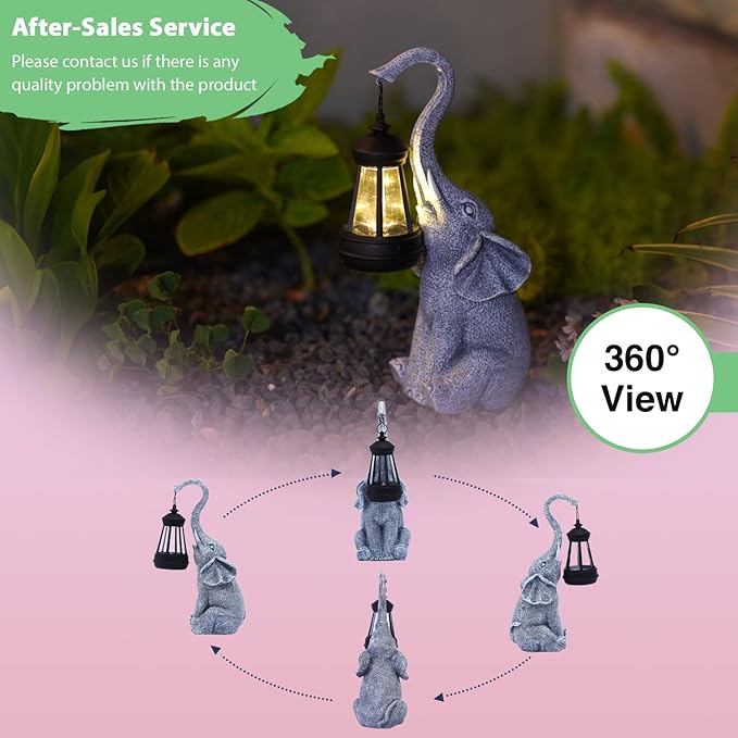 Goodeco Elephant Statue for Garden Decor with Gift Appeal - Ideal Gifts for Women, Mom or Birthdays, Beautifully Crafted Outdoor & Home Decor to Wow Your Guests (11" Elephant)