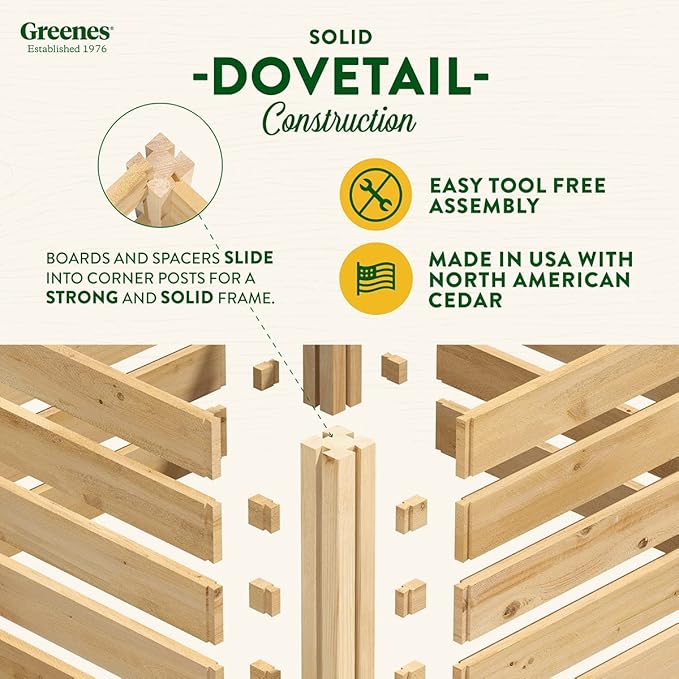 Greenes Fence Premium Cedar Wood Composter, 24" W x 24" L x 31" H (3/4" Thick) / 77.3 Gallons - Made in USA with North American Cedar