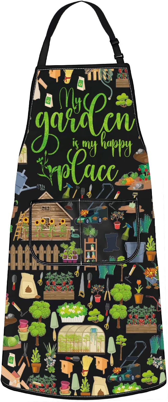WZMPA Gardening Apron With Pockets Gardener Gifts The Garden Is My Happy Place Adjustable Apron For Gardener Florist