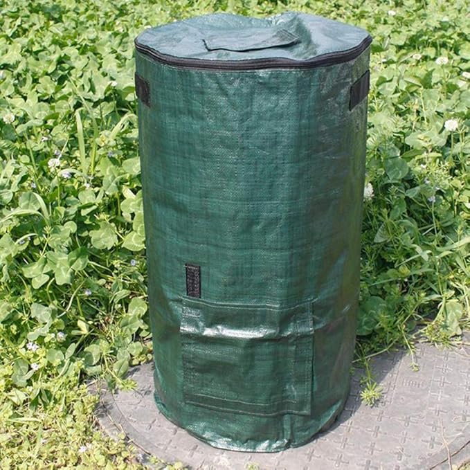 Compost Bag Garden Waste Bin, Environmental Homemade Organic Ferment PE Compost Bag Outdoor Kitchen Waste Disposal Composter Bag(35 60cm)