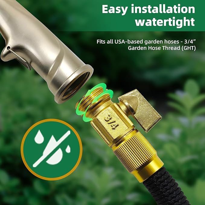 ARXIVE Garden Hose Nozzle Hand Sprayer, Heavy Duty High Pressure 100% Metal with 4 Adjustable Spray Patterns for Watering Lawn, Garden, Car Washing,Pets & Windows