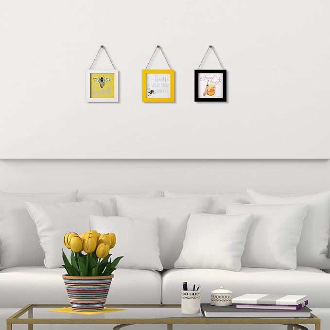Jetec 3 Pieces Bee Hanging Signs Wall Art Wood Hanging Bee wall Decor Farmhouse Tiered Tray Decorations for Table Kitchen Signs Home Office