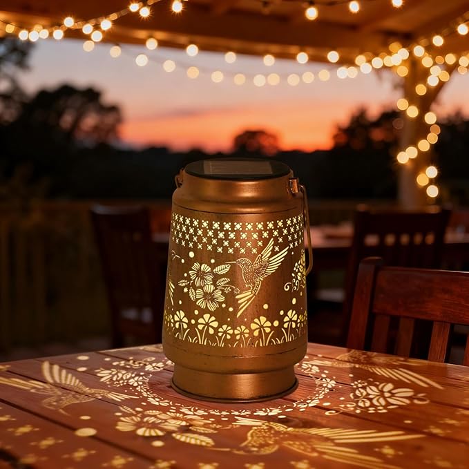 Solar Lanterns Outdoor Waterproof - 2Pack Solar Lights Hummingbird Garden Decor Birthday Gifts for Women Mom Grandma Hanging Decoration Outside for Yard, Patio, Backyard, Porch