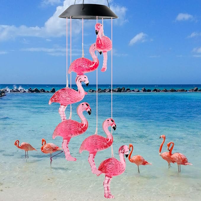 Flamingo Wind Chime, Bird windchimes, Solar Wind Chimes, Flamingo Decor, Wind-Chime Outdoor, Flamingogifts for Women, Gifts for Women, Mom Gifts, Gardengifts, Gardendecor, Yard Decor.