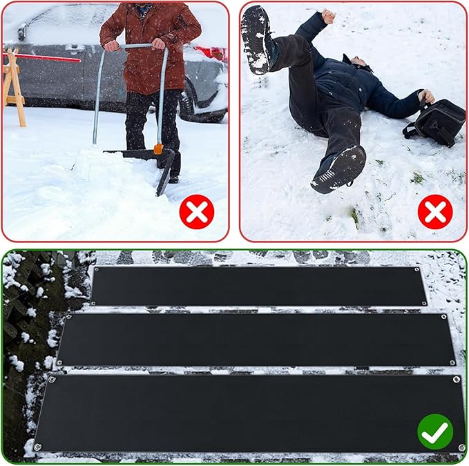Snow Melting Mats, Heated Outdoor Mats for Walkways, Electric Snow Melting Mats for Decks and Sidewalks, Trusted No-Slip Snow and Ice Melt Heated Sidewalk Mat (10 x 30) 4PCS