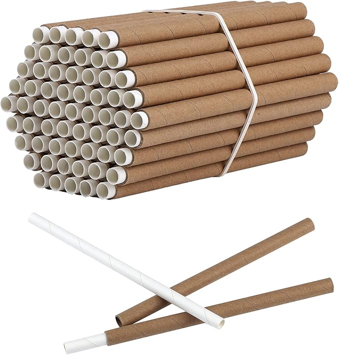 Elcoho 60 Sets of Outdoors Mason Bee Nesting Tube Refill Kit Includes 60 Pieces 6-Inch Replacement Tubes & 60 Pieces Refill Tubes, Bee Nest House Hotels Tubes Bee Paper Inserts Cardboard Nest Tubes